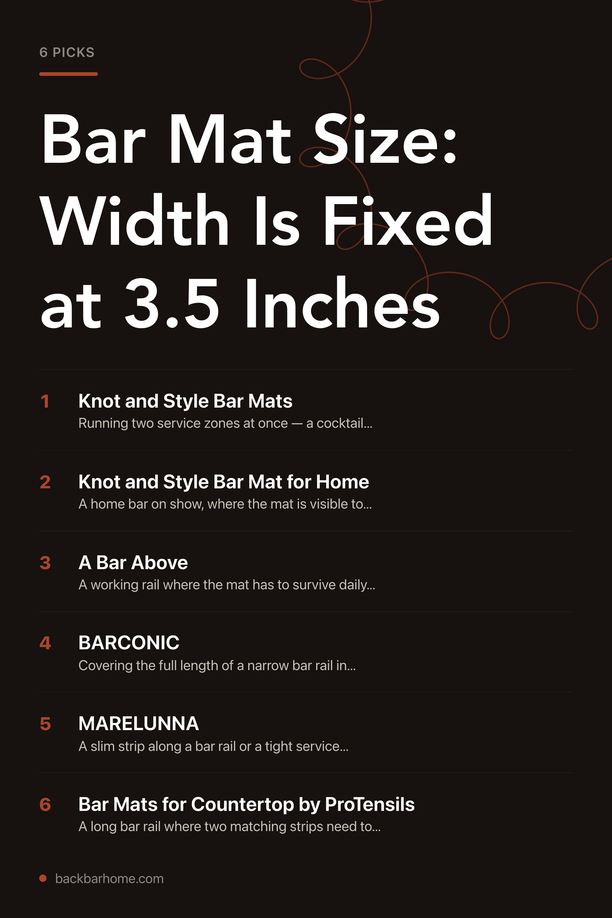 Bar Mat Size: Width Is Fixed at 3.5 Inches — the picks, as a saveable list