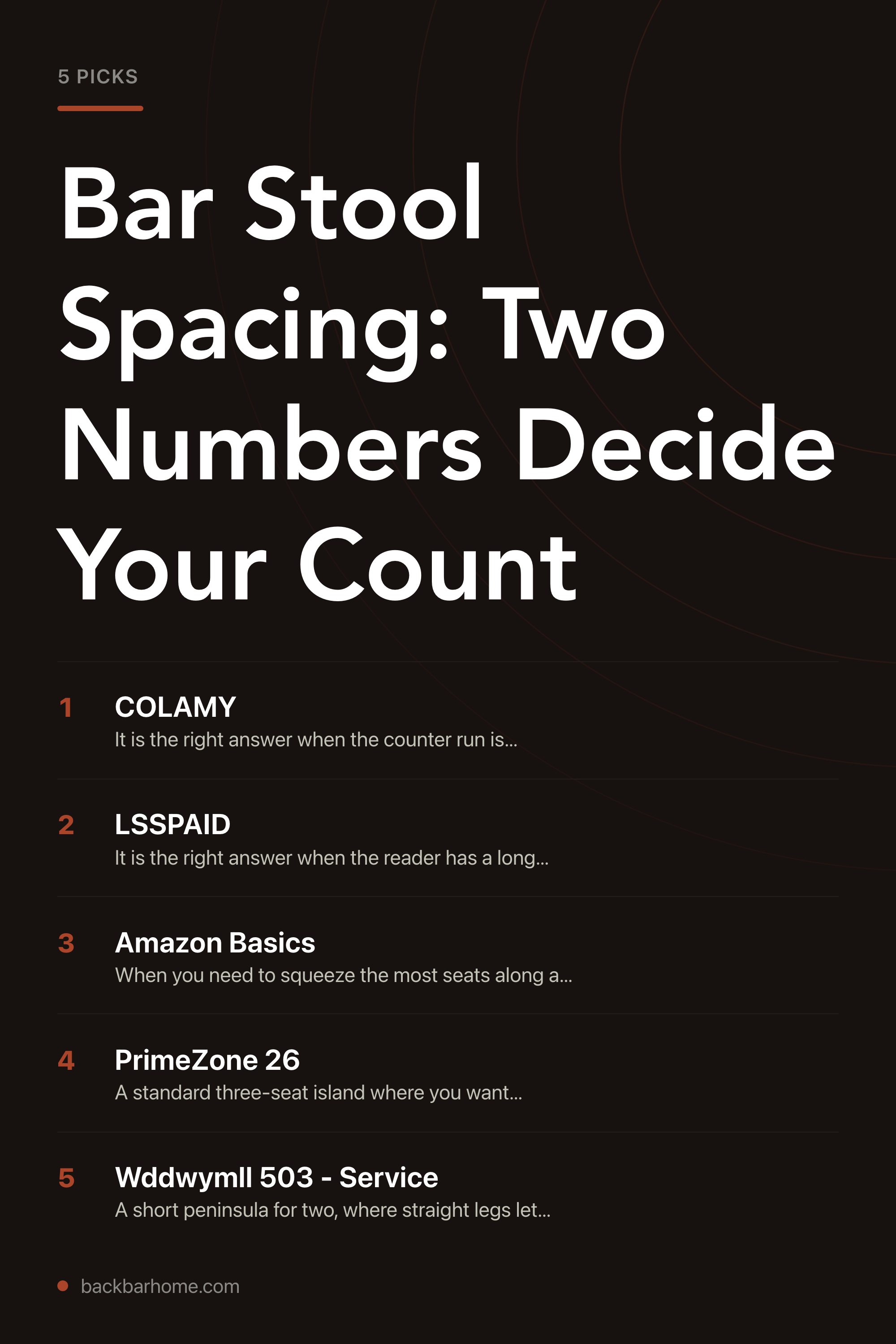 Bar Stool Spacing: Two Numbers Decide Your Count — the picks, as a saveable list