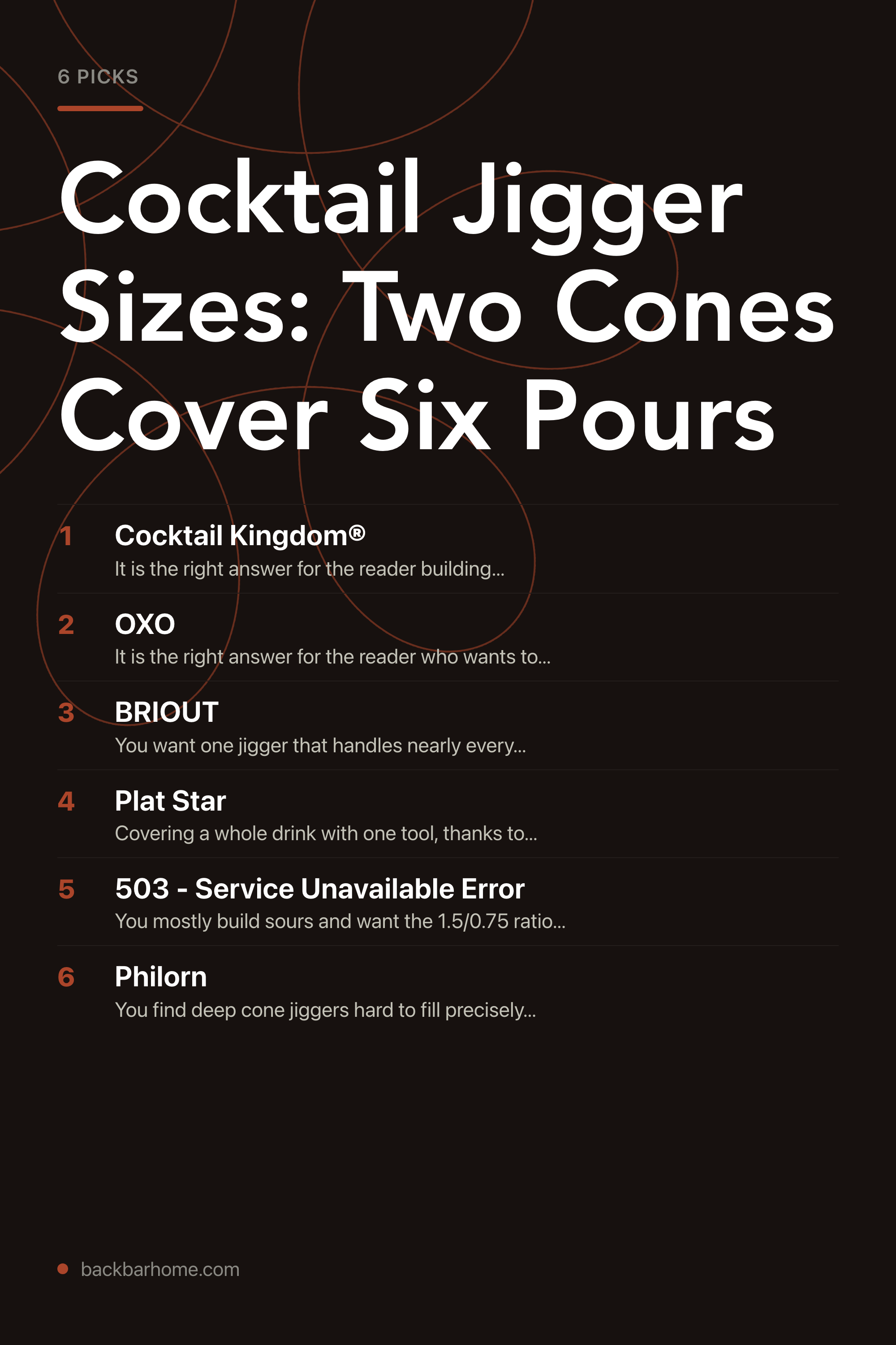 Cocktail Jigger Sizes: Two Cones Cover Six Pours — the picks, as a saveable list