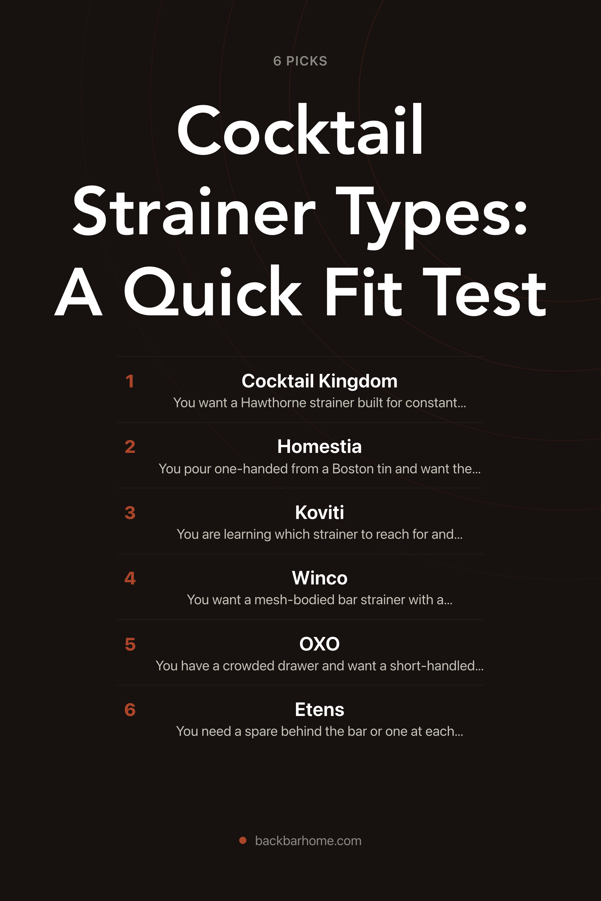 Cocktail Strainer Types: A Quick Fit Test — the picks, as a saveable list